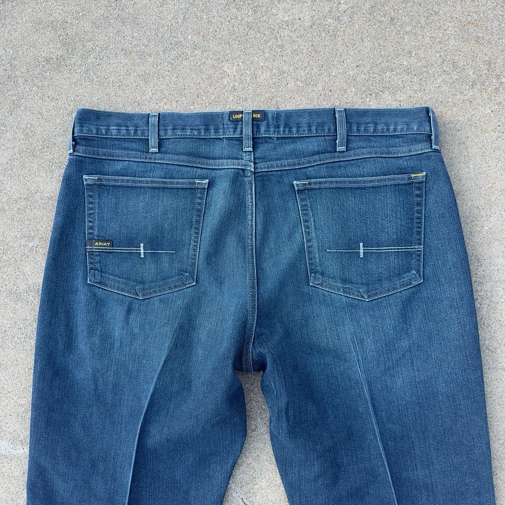 Ariat Rebar M5 Jeans Men's 40x34 Dark Blue Slim Fit Straight Leg Work Denim